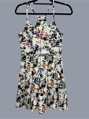 Parker Juliet fit and flare pollock print mini dress as seen on TV! Sz M EUC